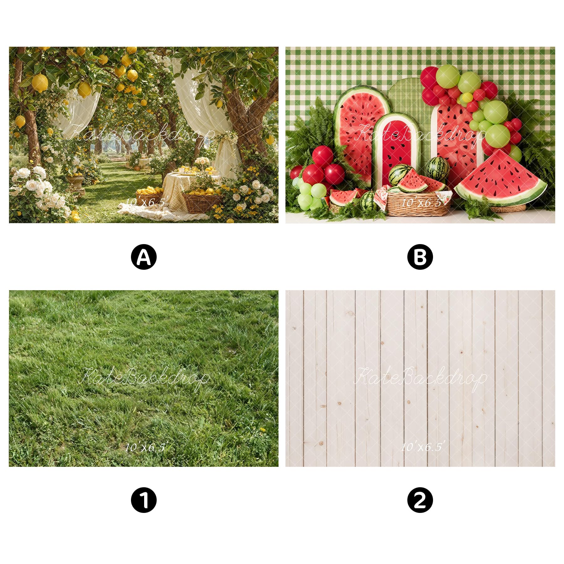 Kate Summer Combination Printed Backdrops for Photography( 2 Backdrops & 2 Floor )
