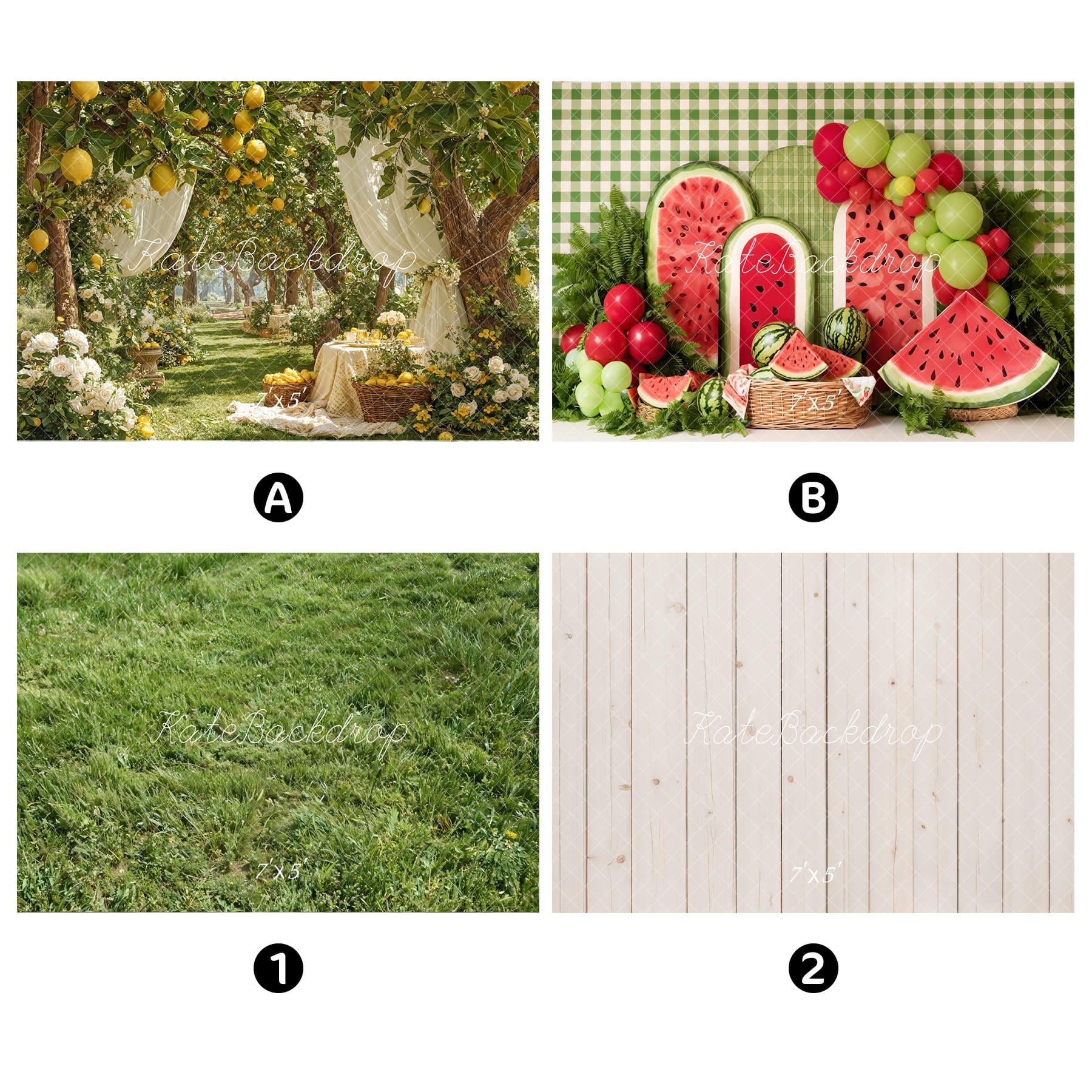 Kate Summer Combination Printed Backdrops for Photography( 2 Backdrops & 2 Floor )