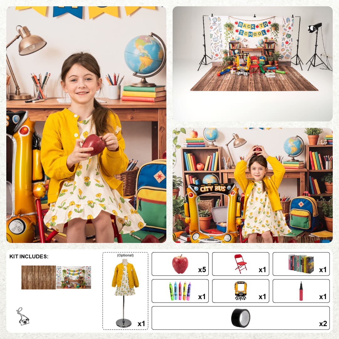Kate Back-to-School Red Chair Photo Kit Photography Backdrops&Props Themed Bundle(US ONLY)