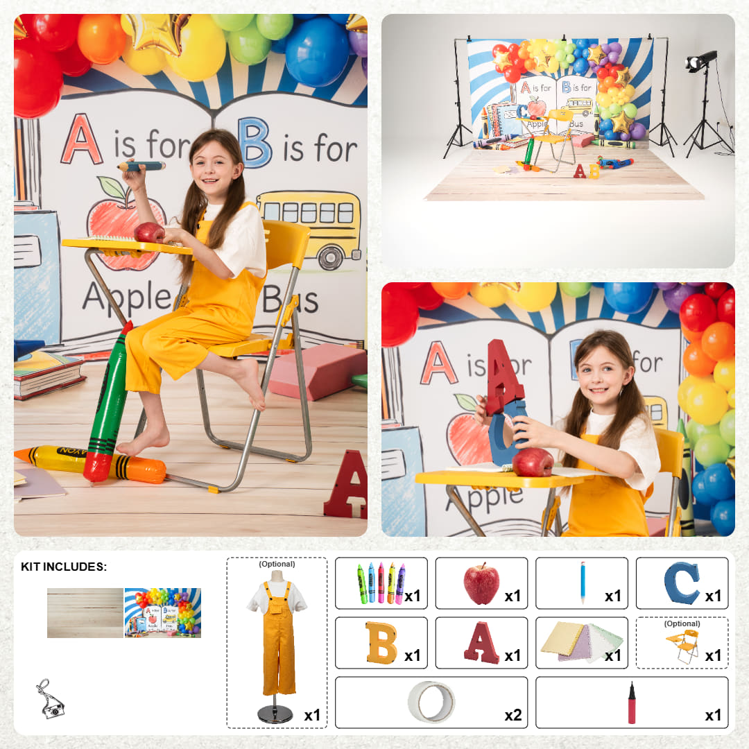 Kate Back to School Alphabet Blocks Photo Kit Photography Backdrops&Props Themed Bundle(US ONLY)