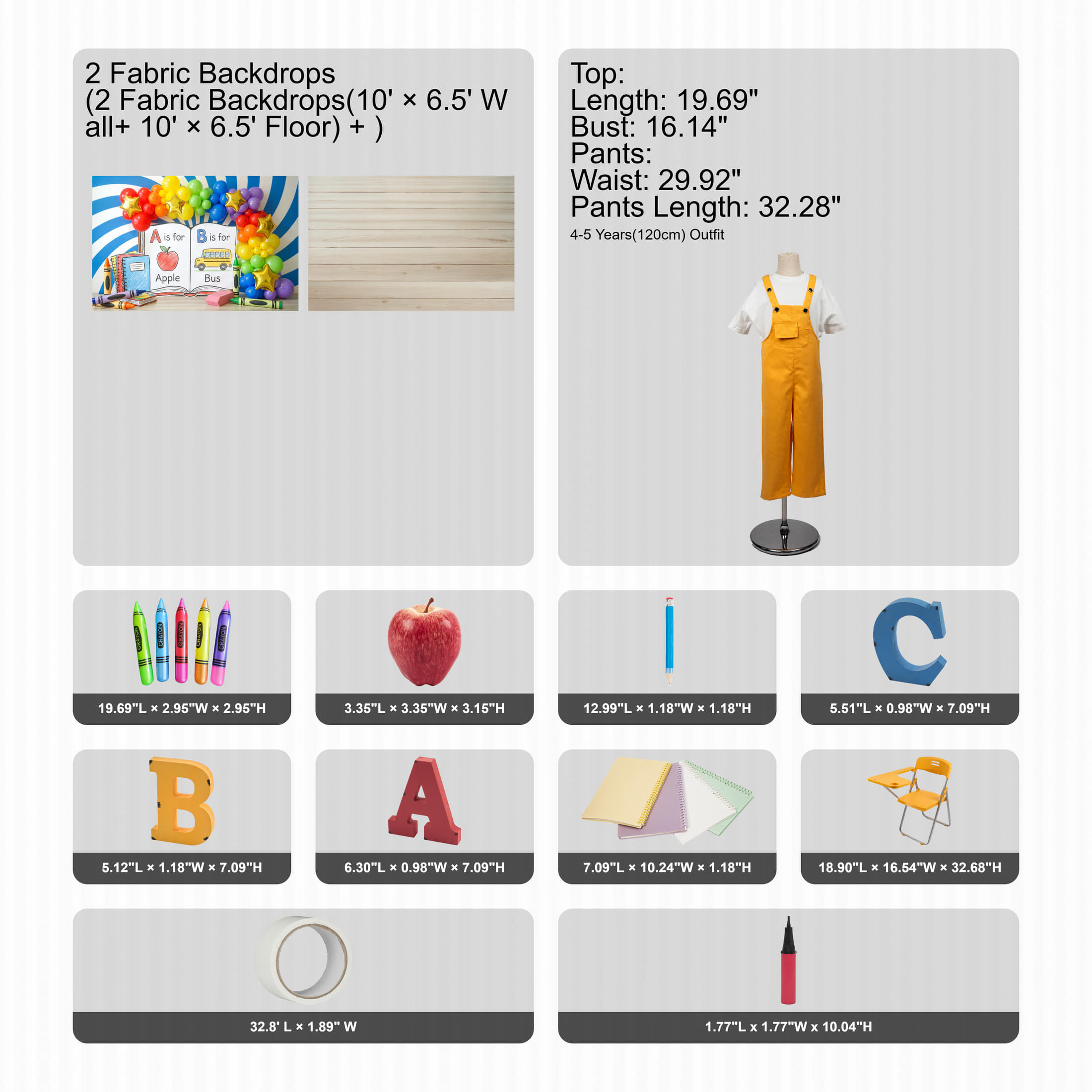 Kate Back to School Alphabet Blocks Photo Kit Photography Backdrops&Props Themed Bundle(US ONLY)