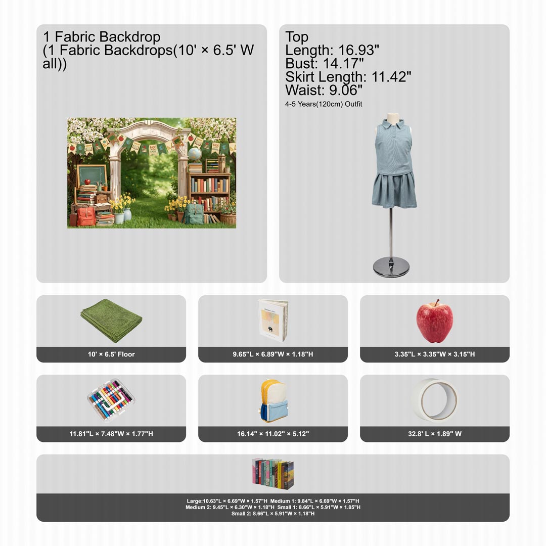 Kate Back-to-School Arched Bookshelf Photo Kit Photography Backdrops&Props Themed Bundle(US ONLY)