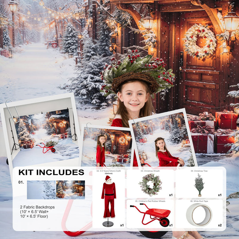 Kate Winter Christmas Outdoors Snow Photo Kit Photography Backdrops&Props Themed Bundle(US ONLY)