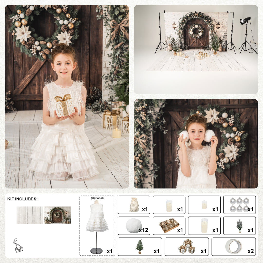 Kate Christmas Arch Garland Candles Photo Kit Photography Backdrops&Props Themed Bundle(US ONLY)