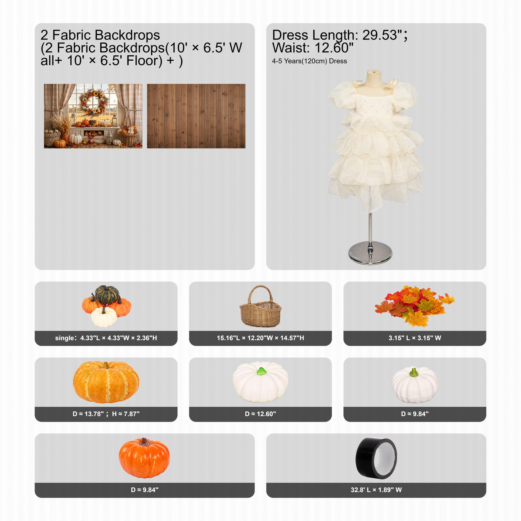 Kate Fall Window Wreath Pumpkin Photo Kit Photography Backdrops&Props Themed Bundle(US ONLY)