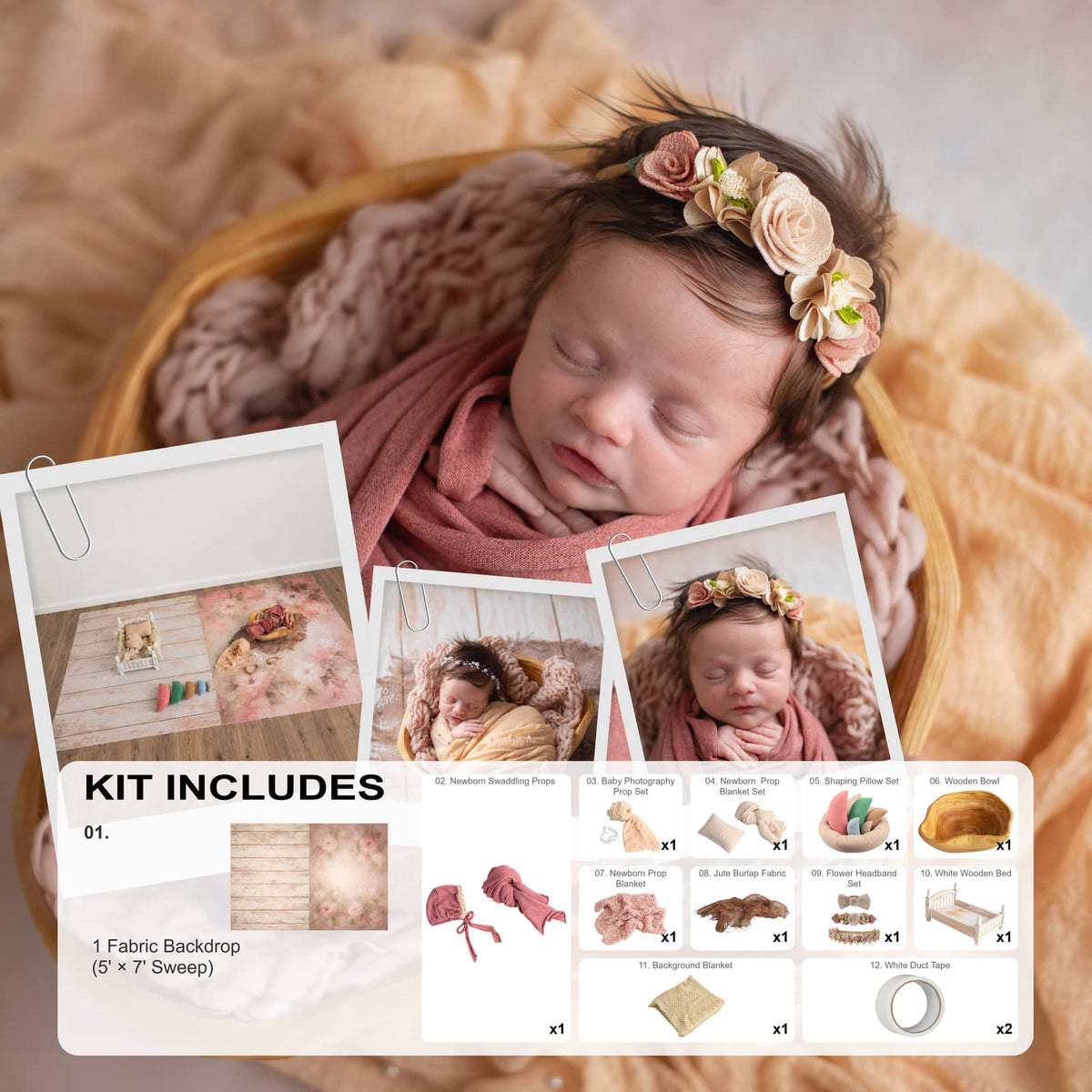 Kate Newborn Dough Bowl Photo Kit Photography Backdrops&Props Themed Bundle(US ONLY)