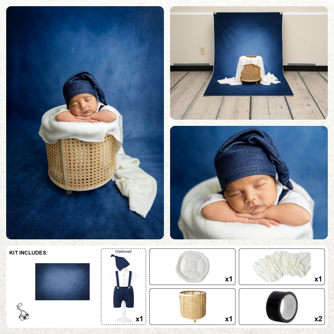 Kate Newborn Abstract Blue Photo Kit Photography Backdrops&Props Themed Bundle(US ONLY)