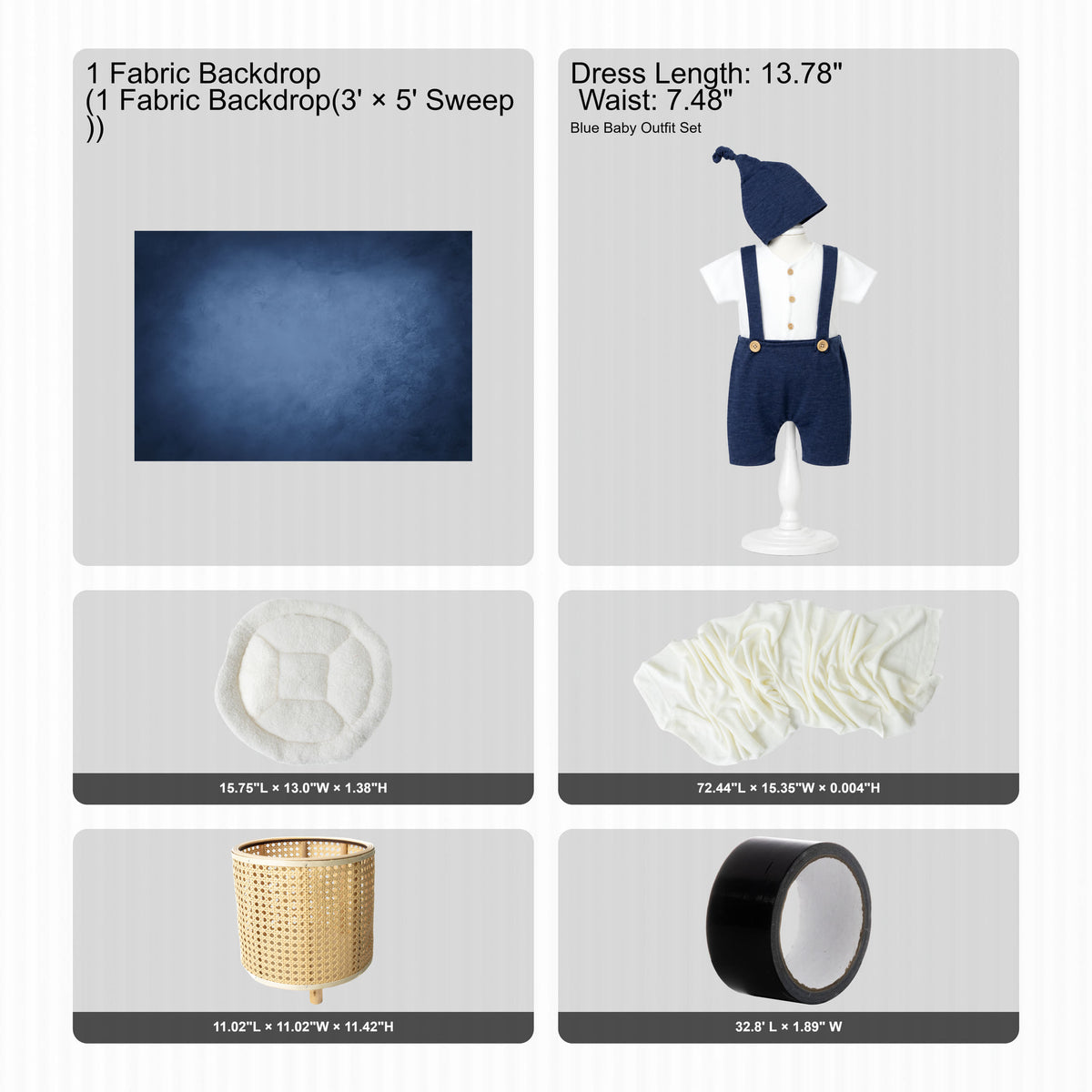 Kate Newborn Abstract Blue Photo Kit Photography Backdrops&Props Themed Bundle(US ONLY)