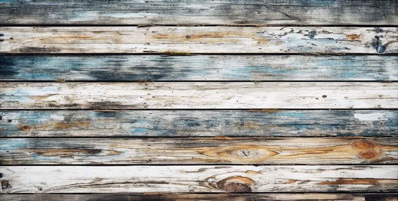 Tappetino per il pavimento Kate Summer Distressed Sea Colors in legno gomma progettato da Mini MakeBelieve
