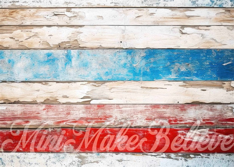 Kate Summer High Distressed July 4 Wood Rubber Floor Mat designed by Mini MakeBelieve