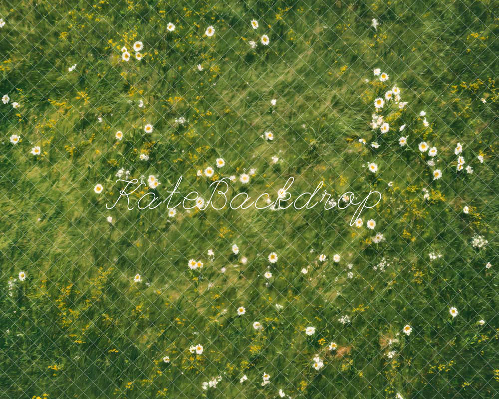 Kate Spring Green Flowers Grassland Rubber Floor Mat