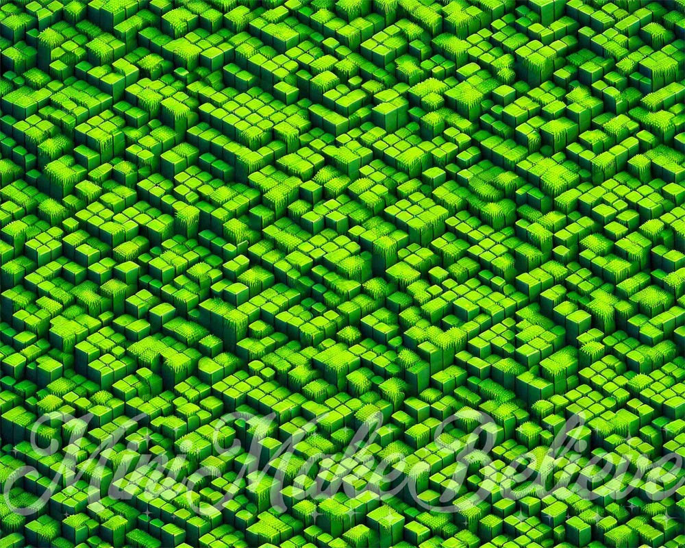 Kate Eight Bit Green Grass Rubber Floor Mat designed by Mini MakeBelieve