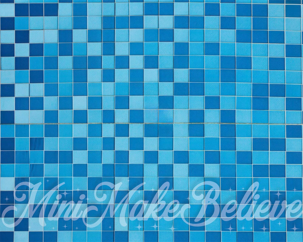 Kate Classicial Blue Pool Grid Rubber Floor Mat designed by Mini MakeBelieve
