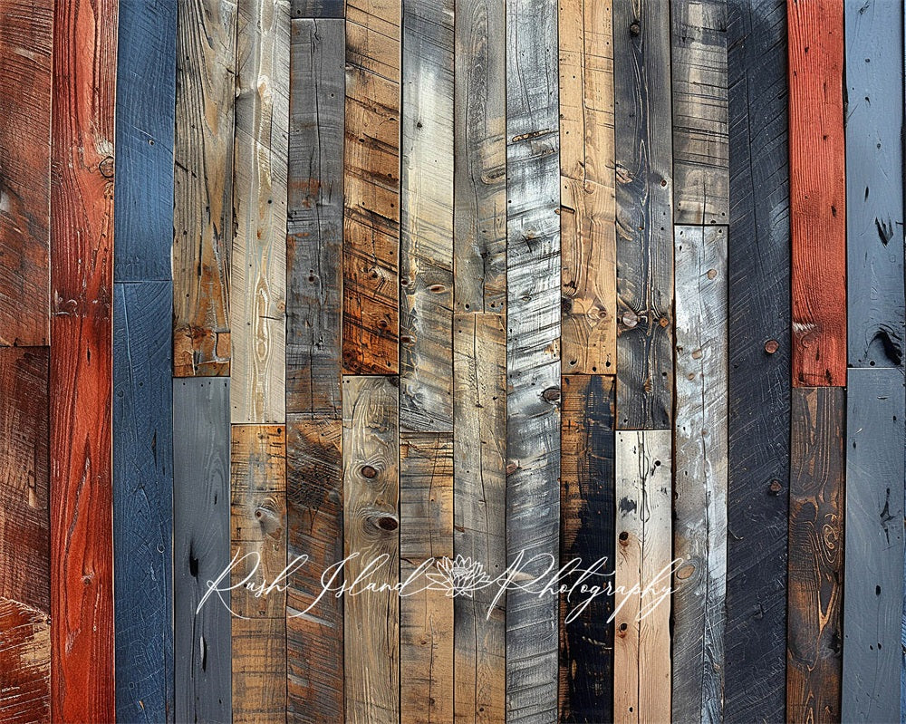 Rustic Mat Rrof Kate Dark Colourful Striped Retro Rustic Wood Rubber Floor Mat Designe