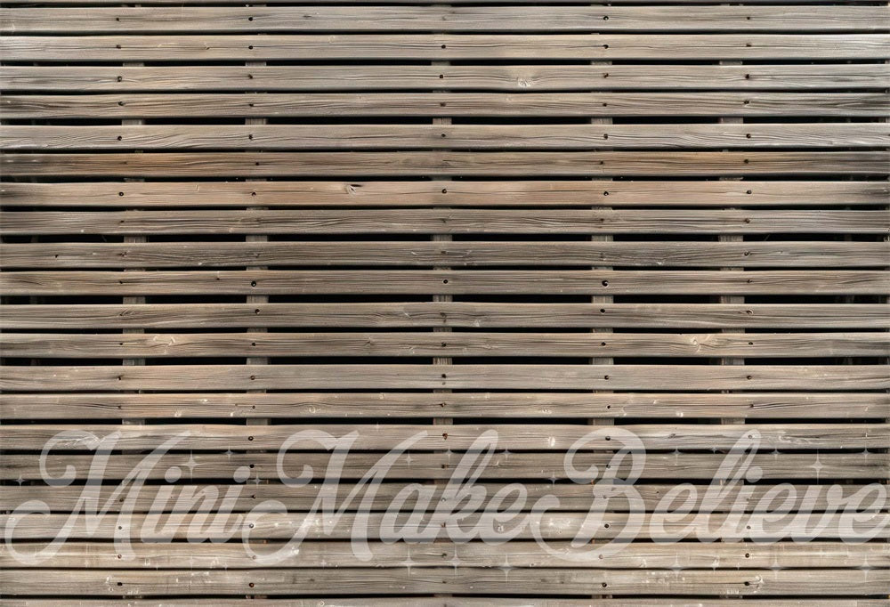 Kate Dark Brown Wooden Boardwalk Rubber Floor Mat designed by Mini MakeBelieve