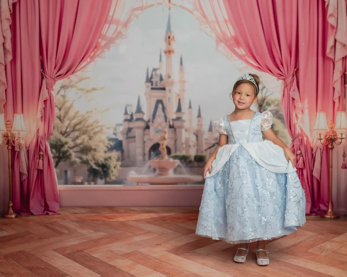 Kate Castle Pink Curtains Window Backdrop Designed by Emetselch