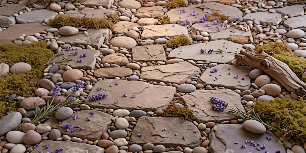 Kate Cobblestone Path Moss and Driftwood Floor Printed Backdrop Designed by Kate Image