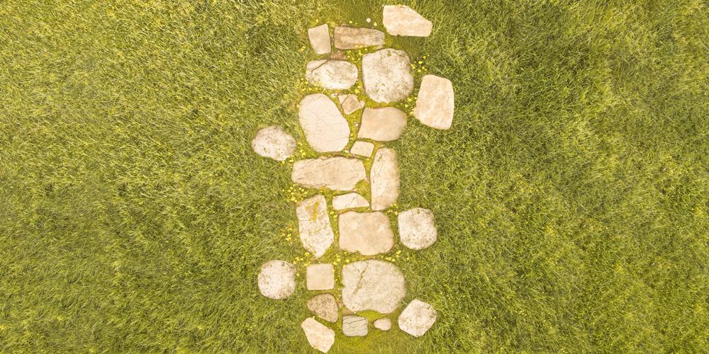 Kate Summer Stone Pathway in Grass Field Printed Backdrop Designed by Kate Image