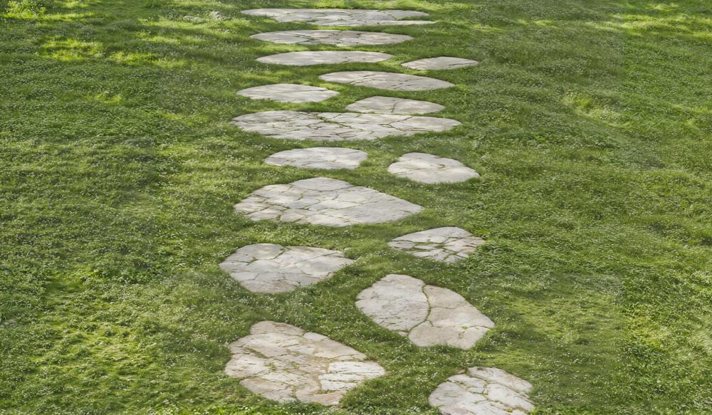Kate Stone Pathway on Green Grass Rubber Floor Mat