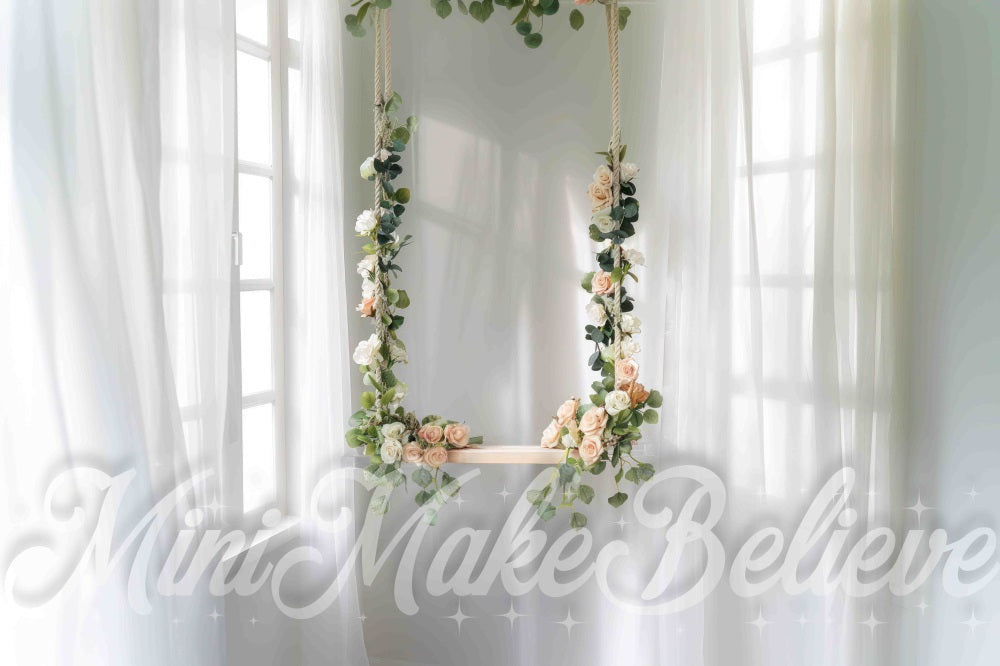 Kate Acrylic Swing White Curtain Digital Backdrop by Mini MakeBelieve