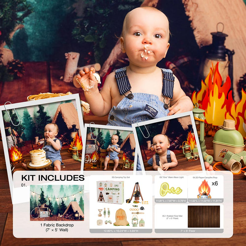 Kate Camping Cake Smash Photo Kit Photography Backdrops&Props Themed Bundle(US ONLY)