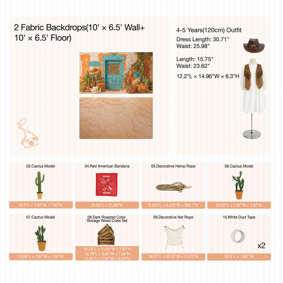 RTS Kate Cowboy Desert Cactus Photo Kit Photography Backdrops&Props Themed Bundle