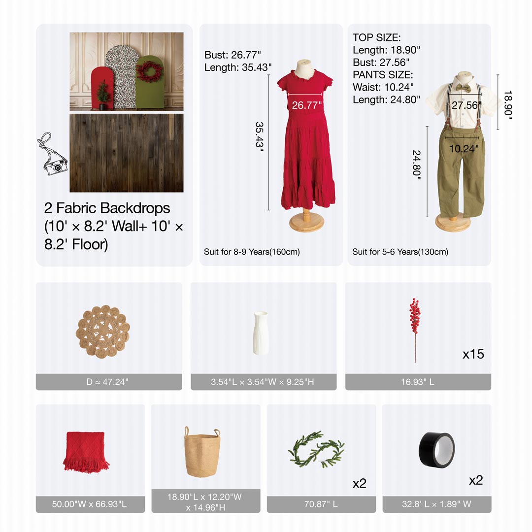 RTS Kate Cozy Boho Christmas Photo Kit Photography Backdrops&Props Themed Bundle