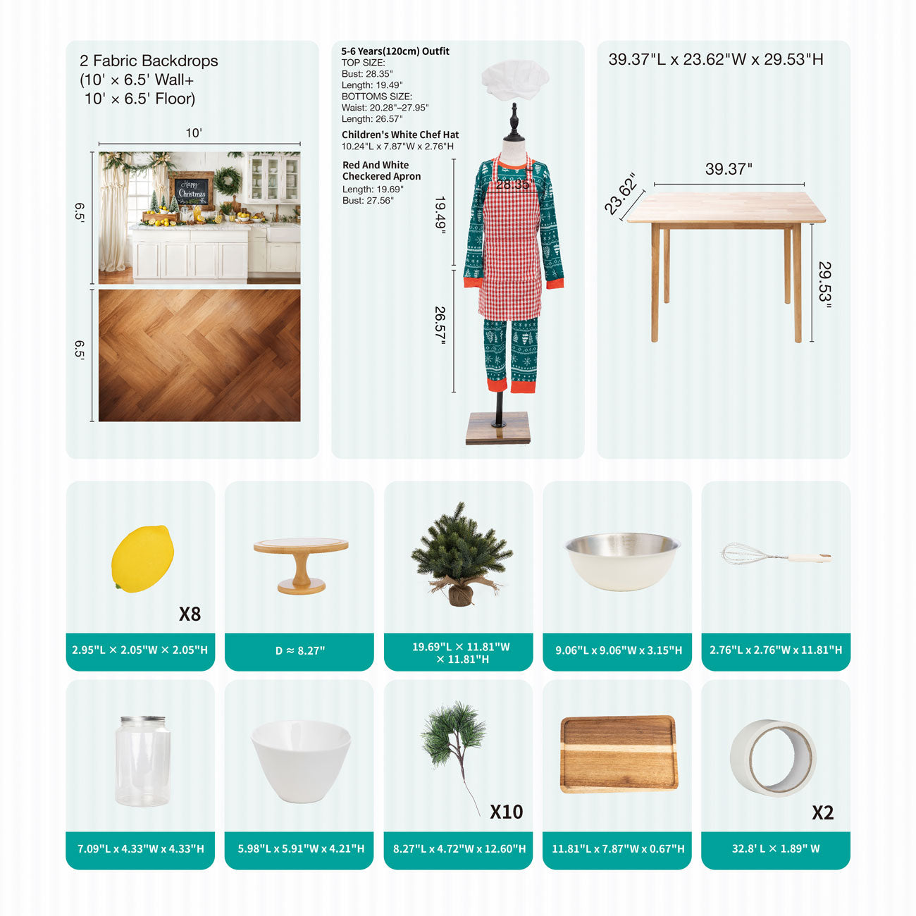 RTS Kate Christmas Breakfast Kitchen Photo Kit Photography Backdrops&Props Themed Bundle