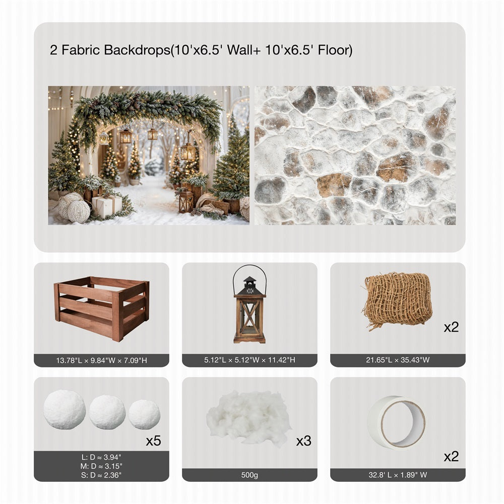 Kate Christmas Outdoor Snow Scene Photo Kit Photography Backdrops&Props Themed Bundle