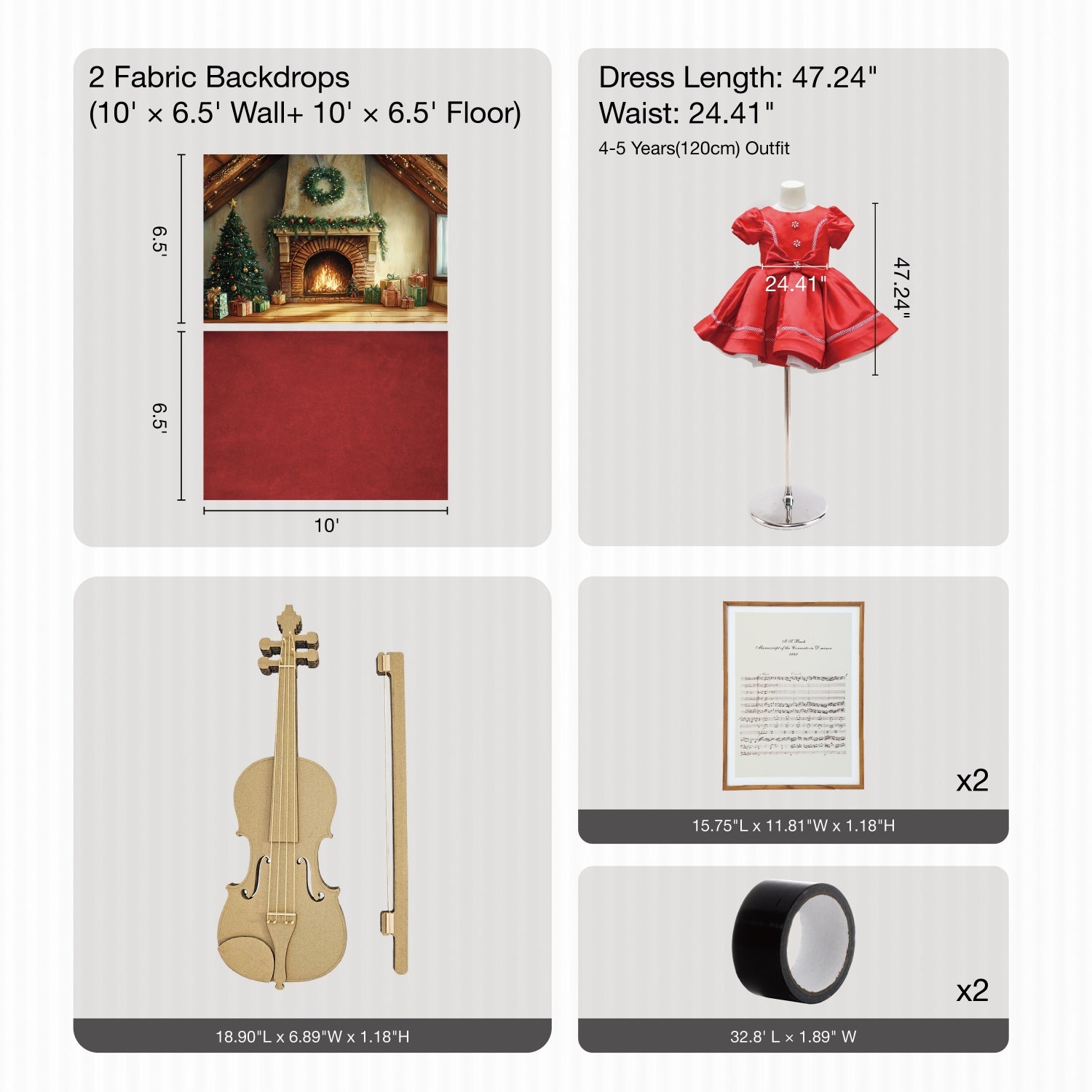 Kate Christmas Indoor Fireplace Photo Kit Photography Backdrops&Props Themed Bundle