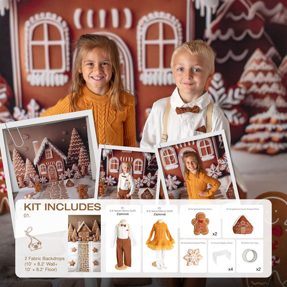 RTS Kate Winter Christmas Gingerbread Lane Photo Kit Photography Backdrops&Props Themed Bundle