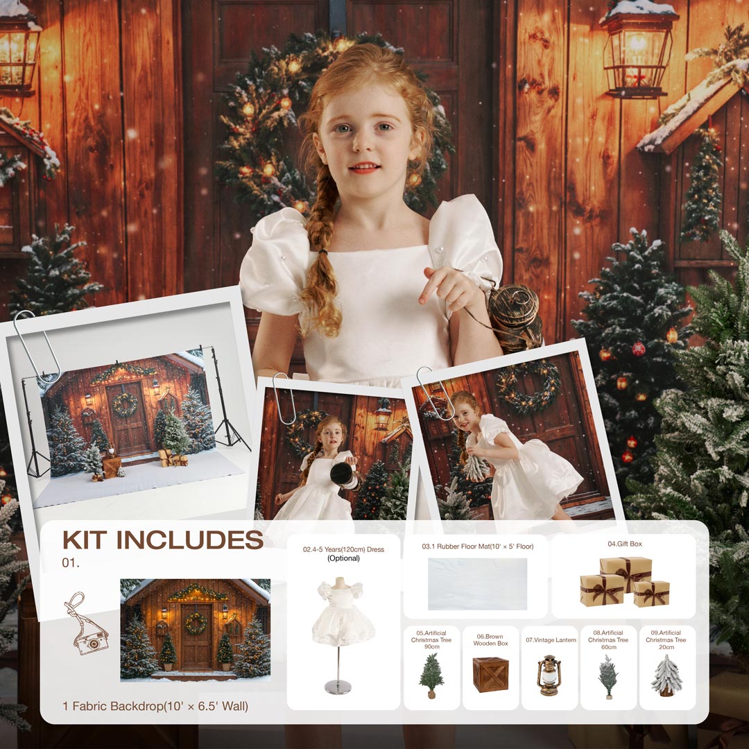 RTS Kate Christmas Log House Photo Kit Photography Backdrops&Props Themed Bundle