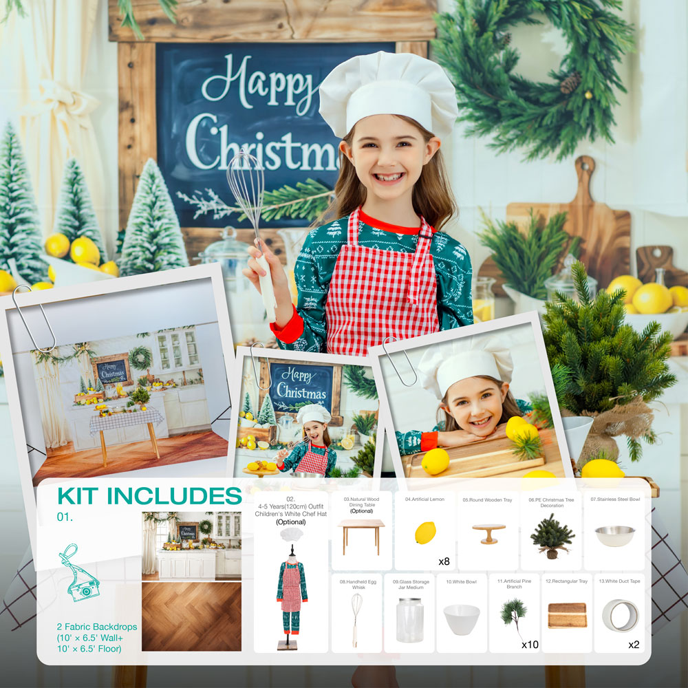 RTS Kate Christmas Breakfast Kitchen Photo Kit Photography Backdrops&Props Themed Bundle