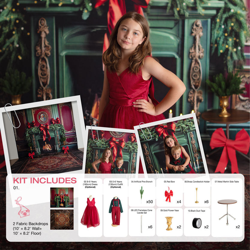 Kate Christmas Elegant Santa Living Room Photo Kits Photography Backdrops&Props Themed Bundle
