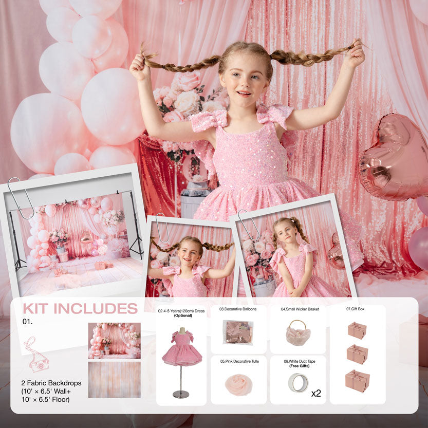 RTS Kate Birthday Pink Balloons Sequins  Photo Kit Photography Backdrops&Props Themed Bundle
