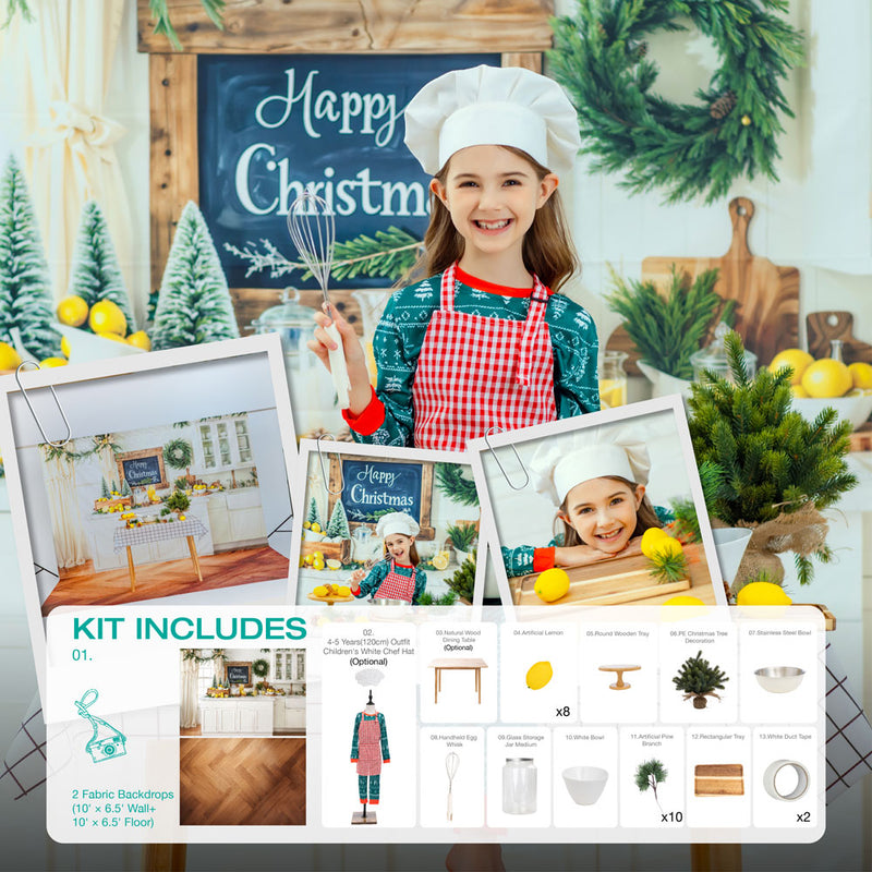 Kate Christmas Breakfast Kitchen Photo Kit Photography Backdrops&Props Themed Bundle