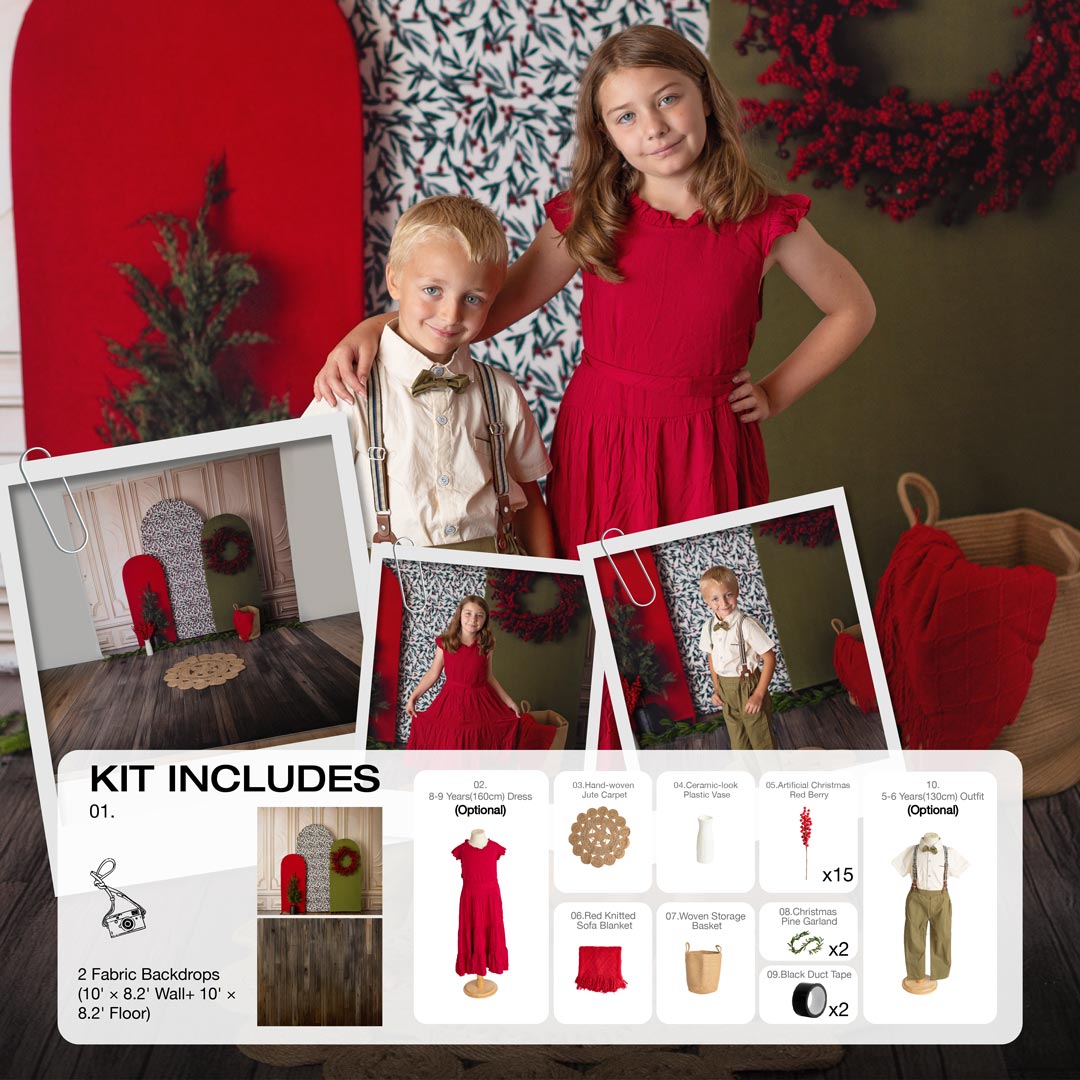 RTS Kate Cozy Boho Christmas Photo Kit Photography Backdrops&Props Themed Bundle