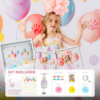 Kate Cake Smash Colorful Balloons Dots Printed Backdrop Designed by Emetselch