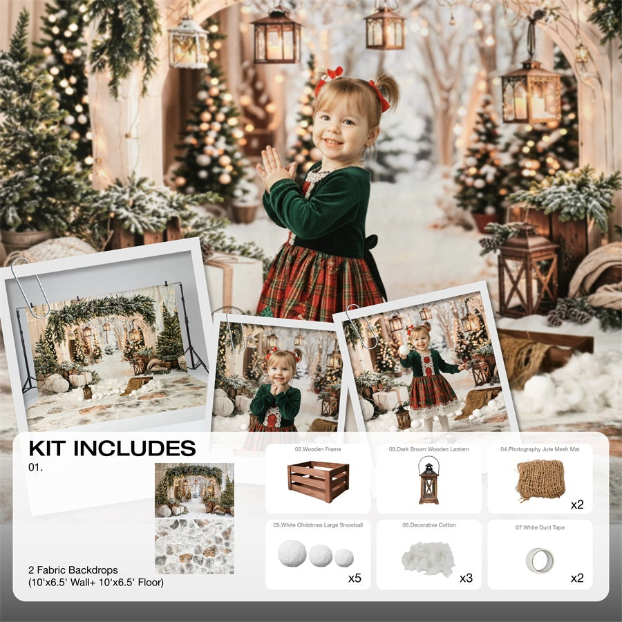 Kate Christmas Outdoor Snow Scene Photo Kit Photography Backdrops&Props Themed Bundle