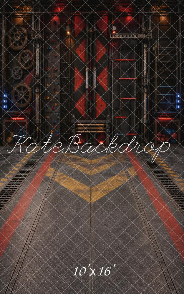 Kate Sweep Industrial Challenge Obstacle Course Warehouse Factory Printed Backdrop Designed by Vertigo Productions