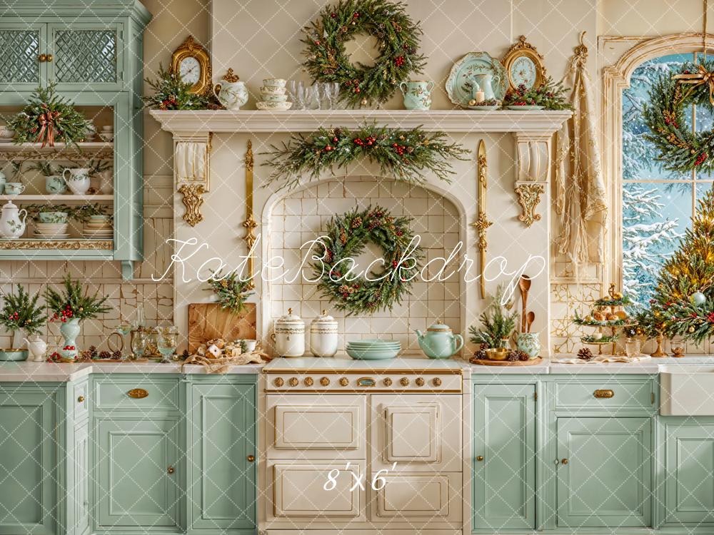 Fondo de Corona de Armarios Vintage de Cocina Navidad Designed by Emetselch
