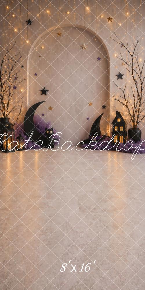 Kate Sweep Halloween Moon Stars Arch Cat Fairy Lights Printed Backdrop Designed by Vertigo Productions