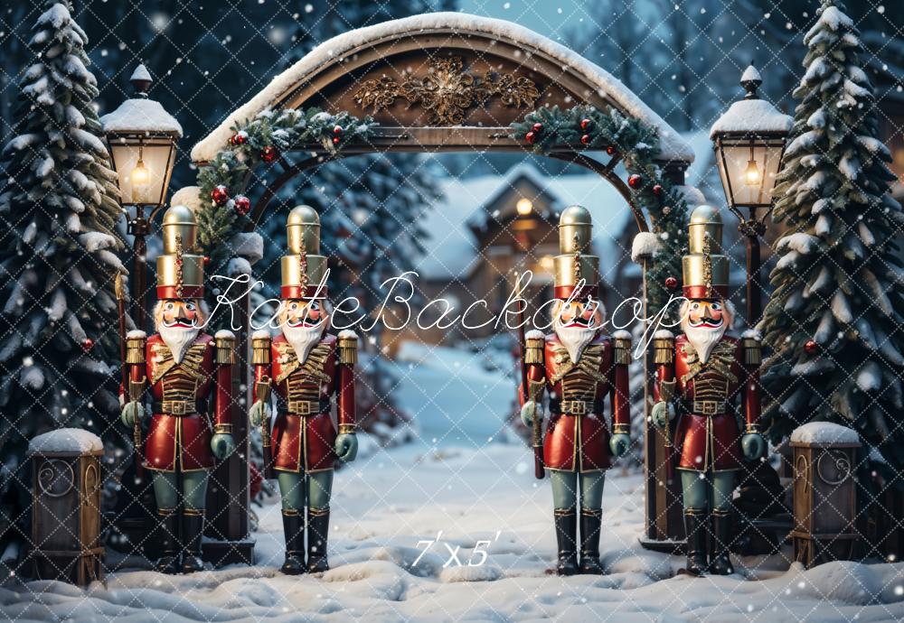 Kate Christmas Nutcracker Arch Forest Snow Backdrop Designed by Emetselch