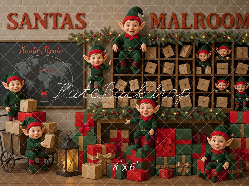 Fondo de Carro de Regalos de la Oficina de Correos de Elfos de Navidad diseñada por Ashley Paul
