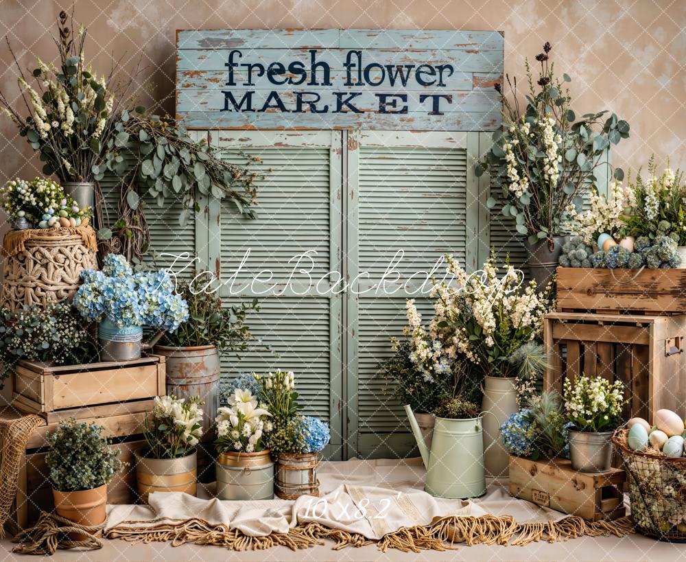 Kate Spring Fresh Flower Market Crates Pastel Easter Eggs Backdrop Designed by Emetselch