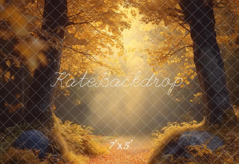 Kate Fall Forest Golden Light Backdrop Designed by Emetselch