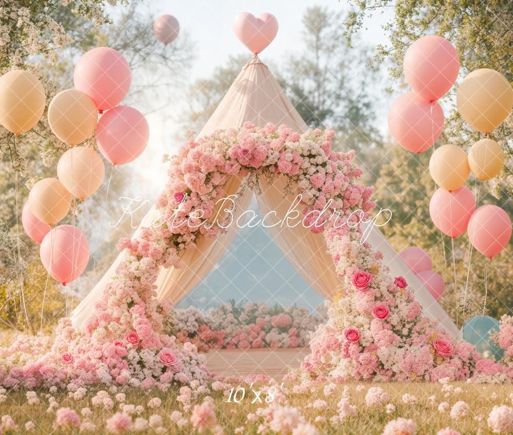 Kate Romantic Flower Arch Balloon Tent Backdrop Designed by Emetselch