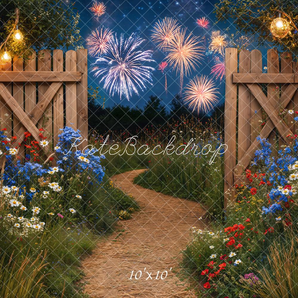 Kate Independence Day Garden Fireworks Gate Backdrop Designed by Emetselch
