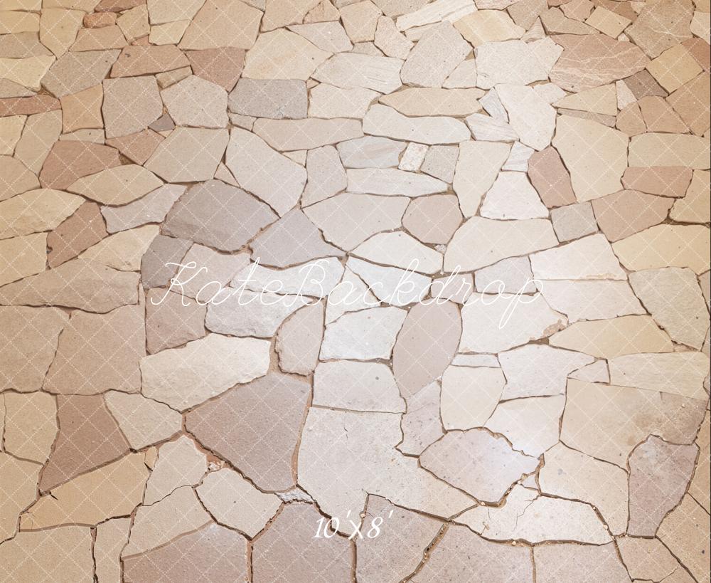 Kate Beige Stone Cobblestone Floor Backdrop Designed by Emetselch