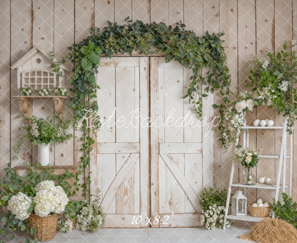 TEST Kate Easter Rustic White Barn Door Flower Arch Ladder Greenery Backdrop Designed by Emetselch